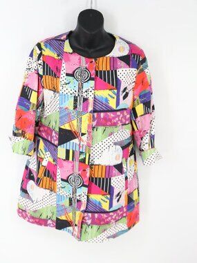 Luii Anthropologie Jacket Size Small Abstract Print Jacket Snap Art to Wear